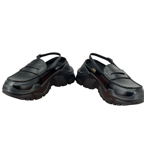 AKIKOAOKI Demi Platform Loafer Black × Black Faux Leather 8.5 Womens School Girl - Picture 5 of 8